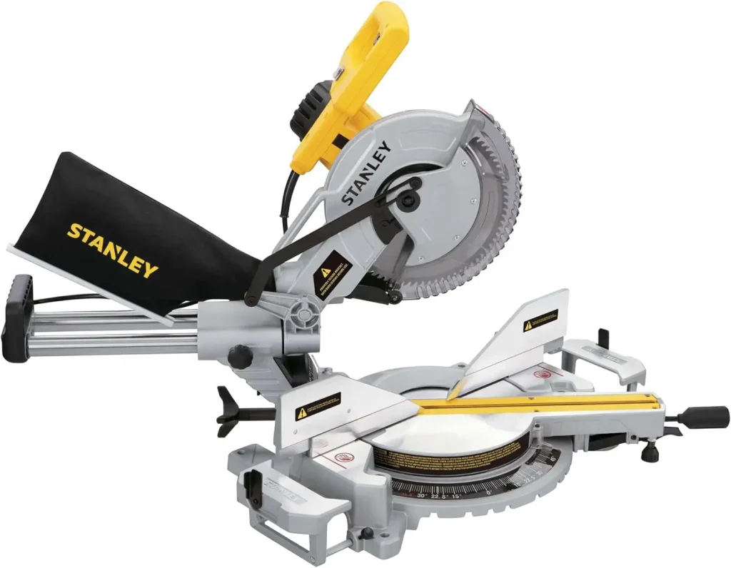 Ingletadora Stanley sm18 b3 10 pulgadas 1800w vista completa con sistema telescópico deslizante