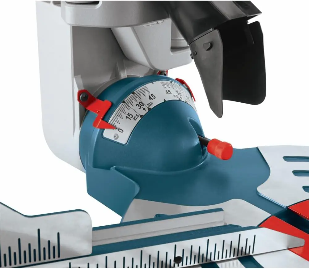 🟣 Graduación de ángulo para cortes en bisel en la ingletadora Bosch GCM12SD con sistema de ajuste preciso